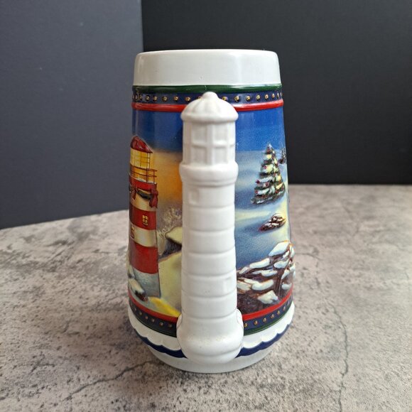 Guiding The Way Home 2002 Budweiser Holiday Beer Stein Mug Lighthouse - Picture 3 of 8